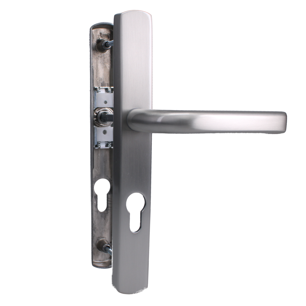 ASEC 70 Lever/Lever Door Furniture To Suit Ferco - 245mm Backplate Satin - Silver