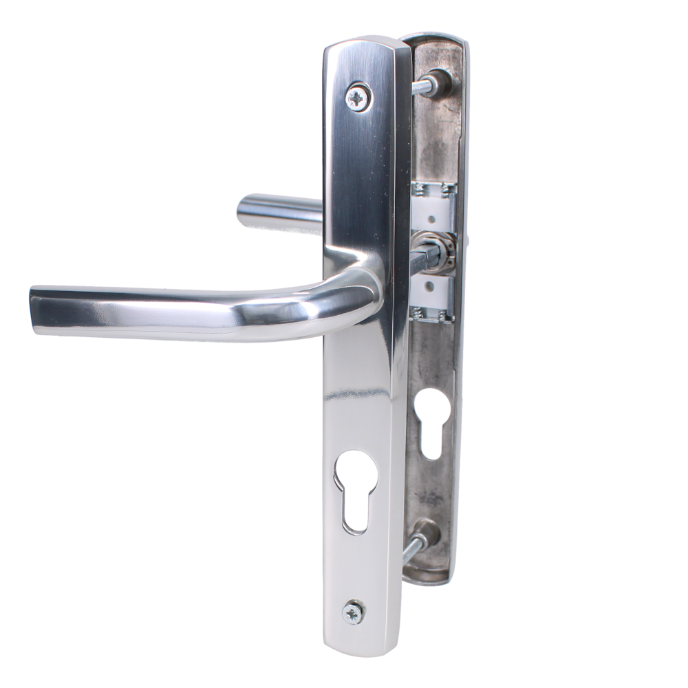 ASEC 70 Lever/Lever Door Furniture To Suit Ferco - 245mm Backplate Polished Silver