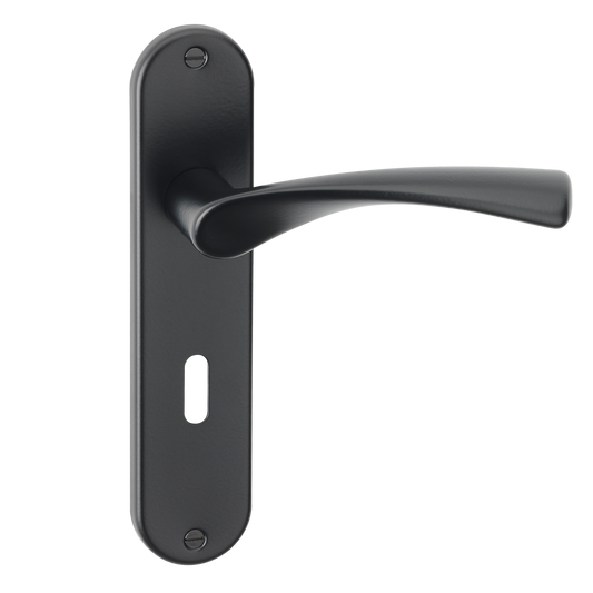 ASEC URBAN Miami Lever on Plate Lock Door Furniture Ebony Black