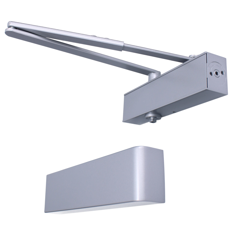 ASEC Architectural Size 2-5 Door Closer With Backcheck & Delayed Action CE/UKCA FD120 C/W Cover & Arm Silver