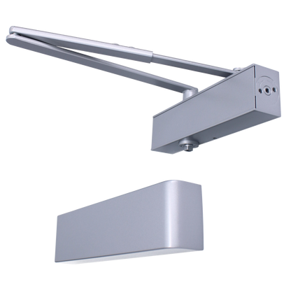 ASEC Architectural Size 2-5 Door Closer With Backcheck & Delayed Action CE/UKCA FD120 C/W Cover & Arm Silver