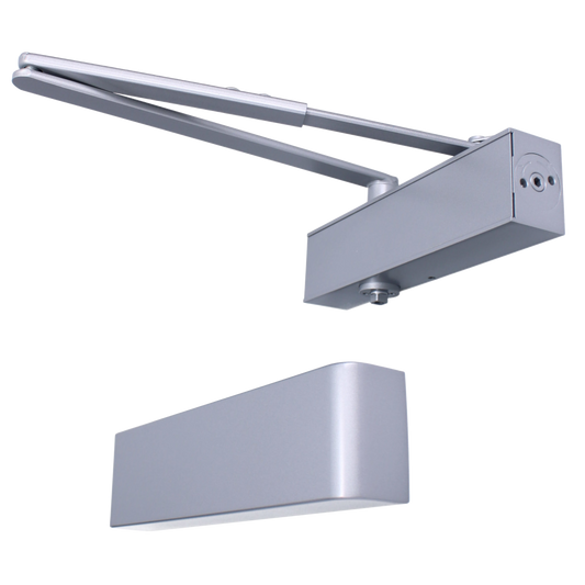 ASEC Architectural Size 2-5 Door Closer With Backcheck & Delayed Action CE/UKCA FD120 C/W Cover & Arm Silver