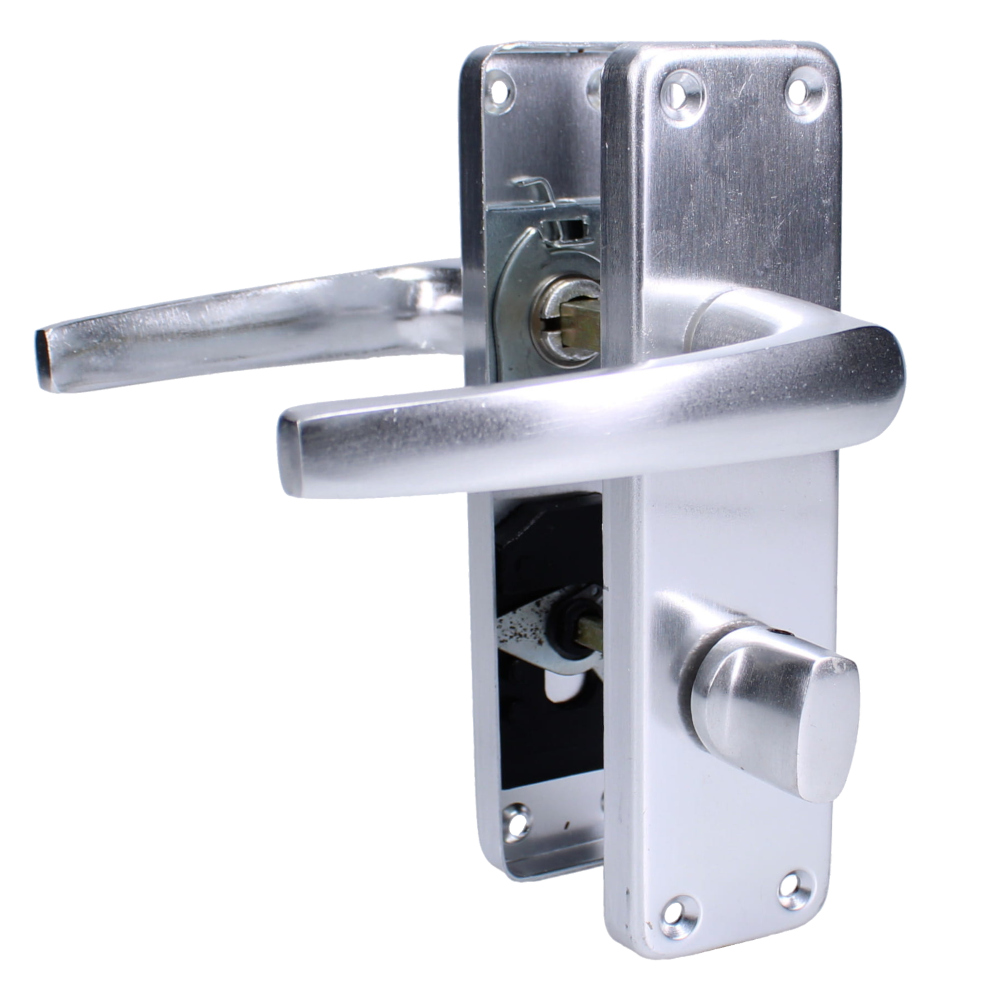 ASEC Stafford Plate Furniture Lever Bathroom With Privacy Turn Polished Anodised Aluminium