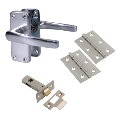 ASEC Stafford Latch Pack C/W Latch & Hinges Anodised Aluminium