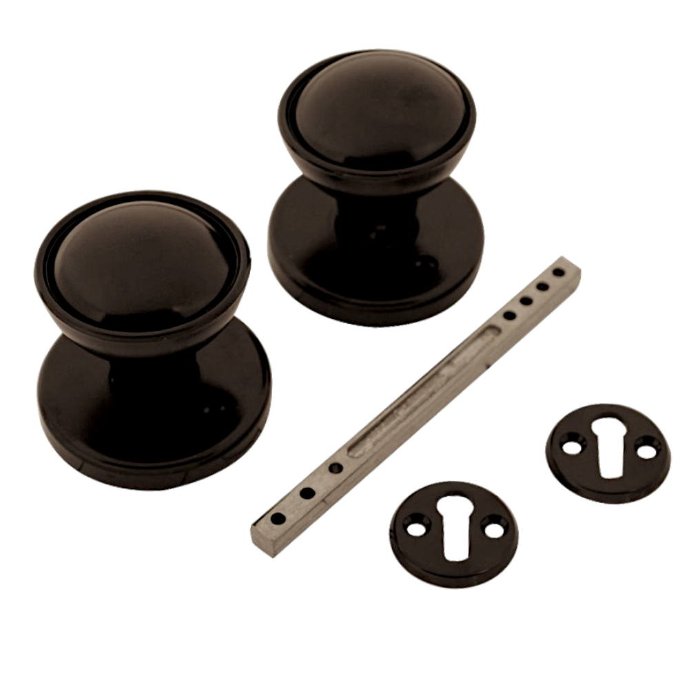 ASEC Plastic Rim/Mortice Knob Set 48mm Black