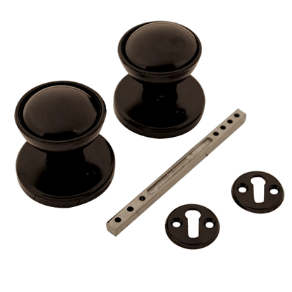 ASEC Plastic Rim/Mortice Knob Set 48mm Black