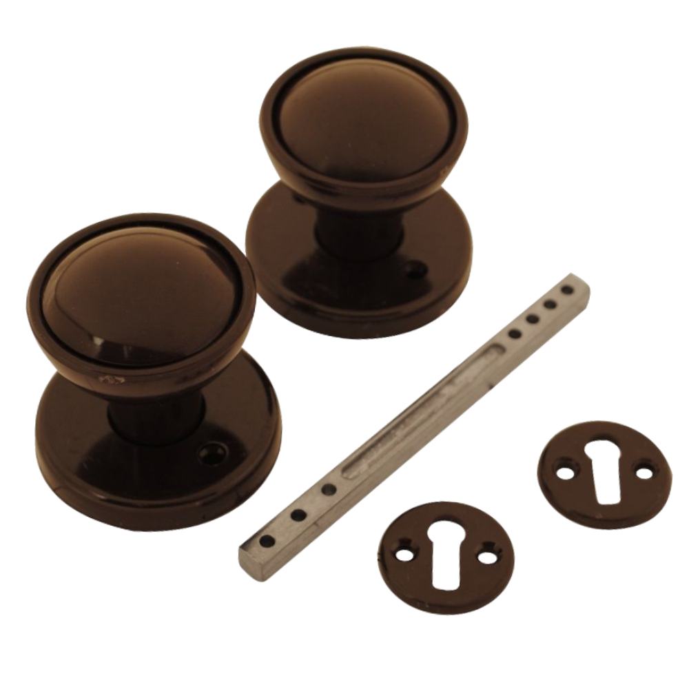 ASEC Plastic Rim/Mortice Knob Set 48mm Brown