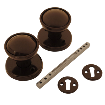 ASEC Plastic Rim/Mortice Knob Set 48mm Brown