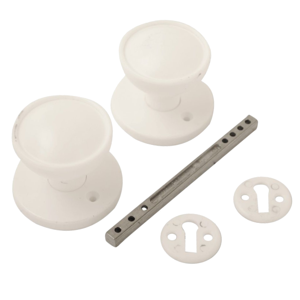 ASEC Plastic Rim/Mortice Knob Set 48mm White