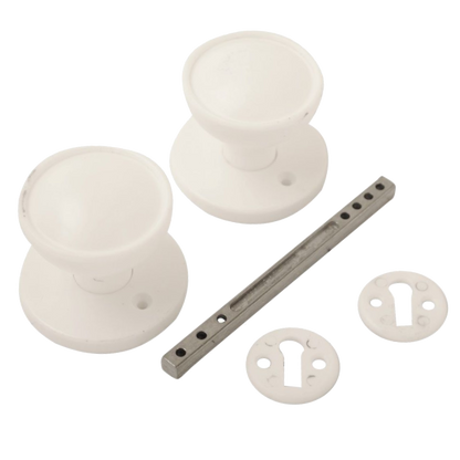 ASEC Plastic Rim/Mortice Knob Set 48mm White