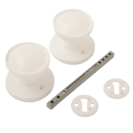 ASEC Plastic Rim/Mortice Knob Set 48mm White