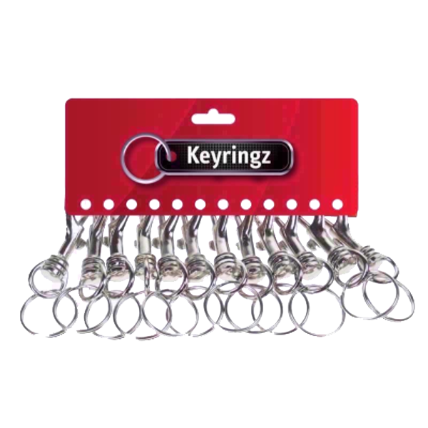 ASEC Metal Belt Clip Key Ring Pack Of 12 - Silver