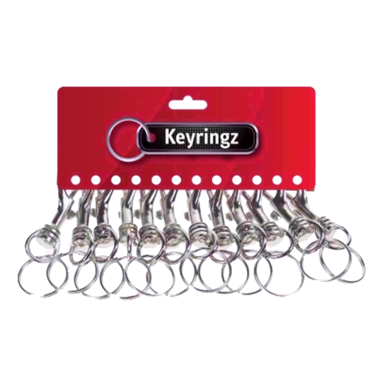 ASEC Metal Belt Clip Key Ring Pack Of 12 - Silver