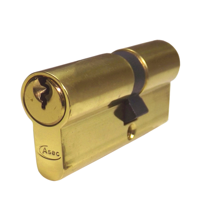 ASEC 5-Pin Euro Double Cylinder 60mm 30/30 25/10/25 Keyed To Differ - Polished Brass