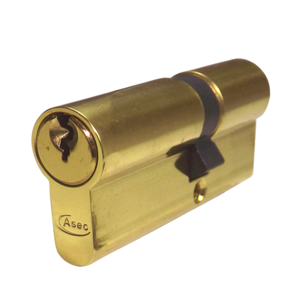 ASEC 5-Pin Euro Double Cylinder 65mm 30/35 25/10/30 Keyed To Differ - Polished Brass