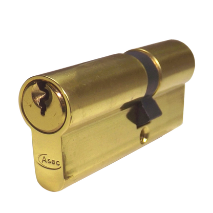 ASEC 5-Pin Euro Double Cylinder 70mm 30/40 25/10/35 Keyed To Differ - Polished Brass