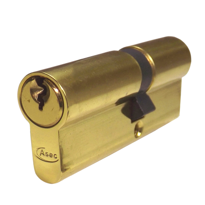 ASEC 5-Pin Euro Double Cylinder 75mm 35/40 30/10/35 Keyed To Differ - Polished Brass