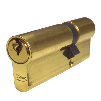 ASEC 5-Pin Euro Double Cylinder 80mm 30/50 25/10/45 Keyed To Differ - Polished Brass