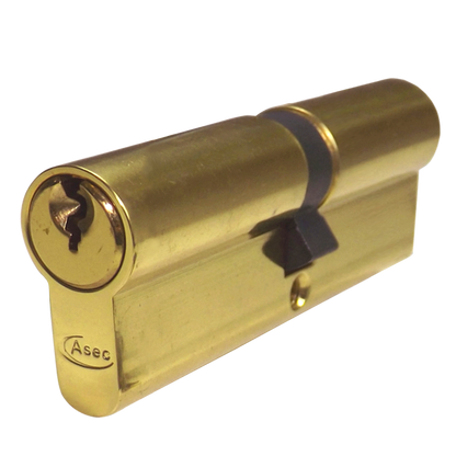 ASEC 5-Pin Euro Double Cylinder 90mm 45/45 40/10/40 Keyed To Differ - Polished Brass