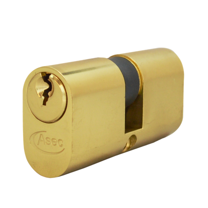 ASEC 5-Pin Oval Double Cylinder 60mm 30/30 25/10/25 Keyed To Differ - Polished Brass