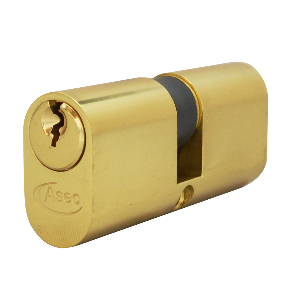 ASEC 5-Pin Oval Double Cylinder 70mm 35/35 30/10/30 Keyed To Differ - Polished Brass