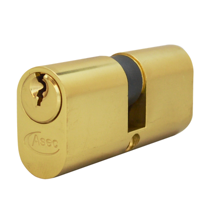 ASEC 5-Pin Oval Double Cylinder 70mm 35/35 30/10/30 Keyed To Differ - Polished Brass