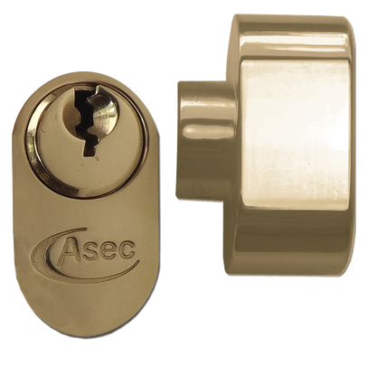 ASEC 5-Pin Oval Key & Turn Cylinder 70mm 35/T35 30/10/T30 Keyed To Differ - Polished Brass