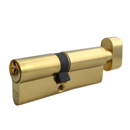 ASEC 5-Pin Euro Key & Turn Cylinder 100mm 40/T60 35/10/T55 Keyed To Differ - Polished Brass