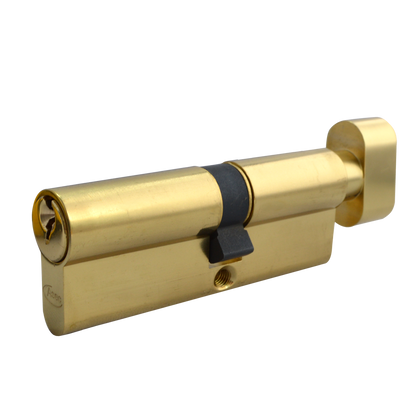 ASEC 5-Pin Euro Key & Turn Cylinder 100mm 60/T40 55/10/T35 Keyed To Differ - Polished Brass