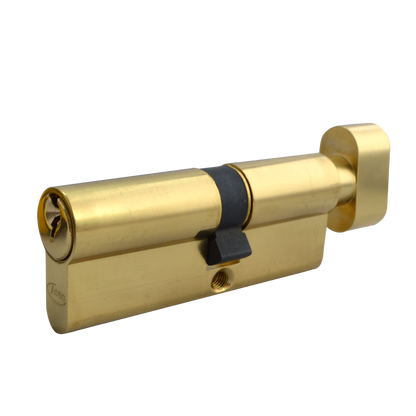 ASEC 5-Pin Euro Key & Turn Cylinder 90mm 55/T35 50/10/T30 Keyed To Differ - Polished Brass