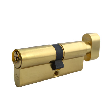 ASEC 5-Pin Euro Key & Turn Cylinder 80mm 45/T35 40/10/T30 Keyed To Differ - Polished Brass