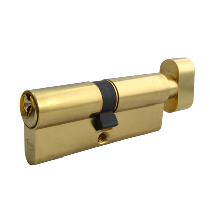 ASEC 5-Pin Euro Key & Turn Cylinder 85mm 40/T45 35/10/T40 Keyed To Differ - Polished Brass