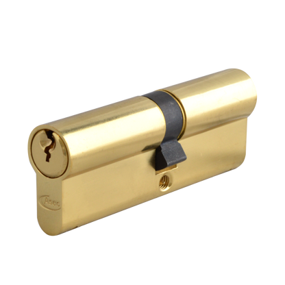 ASEC 6-Pin Euro Double Cylinder 80mm 40/40 35/10/35 Keyed To Differ - Polished Brass