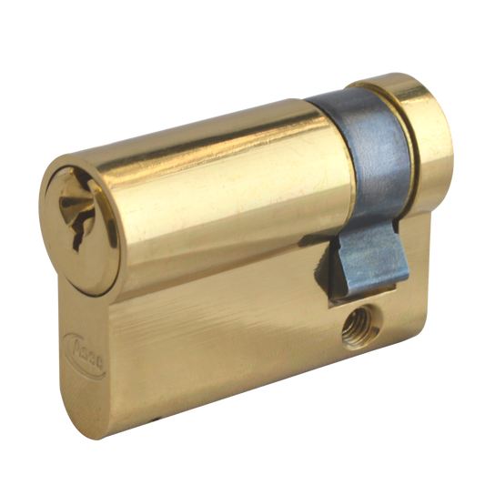 ASEC 6-Pin Euro Half Cylinder 45mm 35/10 Keyed To Differ - Polished Brass