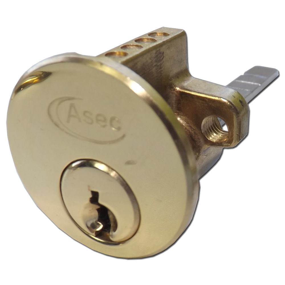 ASEC 6-Pin Rim Cylinder Keyed To Differ - Polished Brass