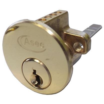 ASEC 6-Pin Rim Cylinder Keyed To Differ - Polished Brass