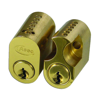 ASEC 6-Pin Scandinavian Oval External / Internal Cylinder Keyed To Differ - Polished Brass