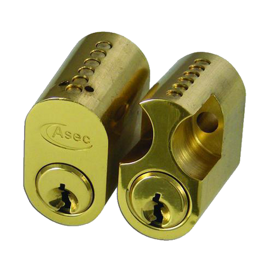 ASEC 6-Pin Scandinavian Oval External / Internal Cylinder Keyed To Differ - Polished Brass