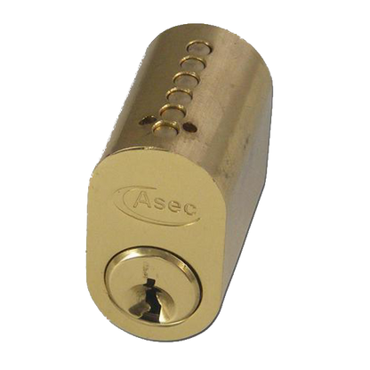 ASEC 6-Pin Scandinavian Oval External Cylinder Keyed To Differ - Polished Brass