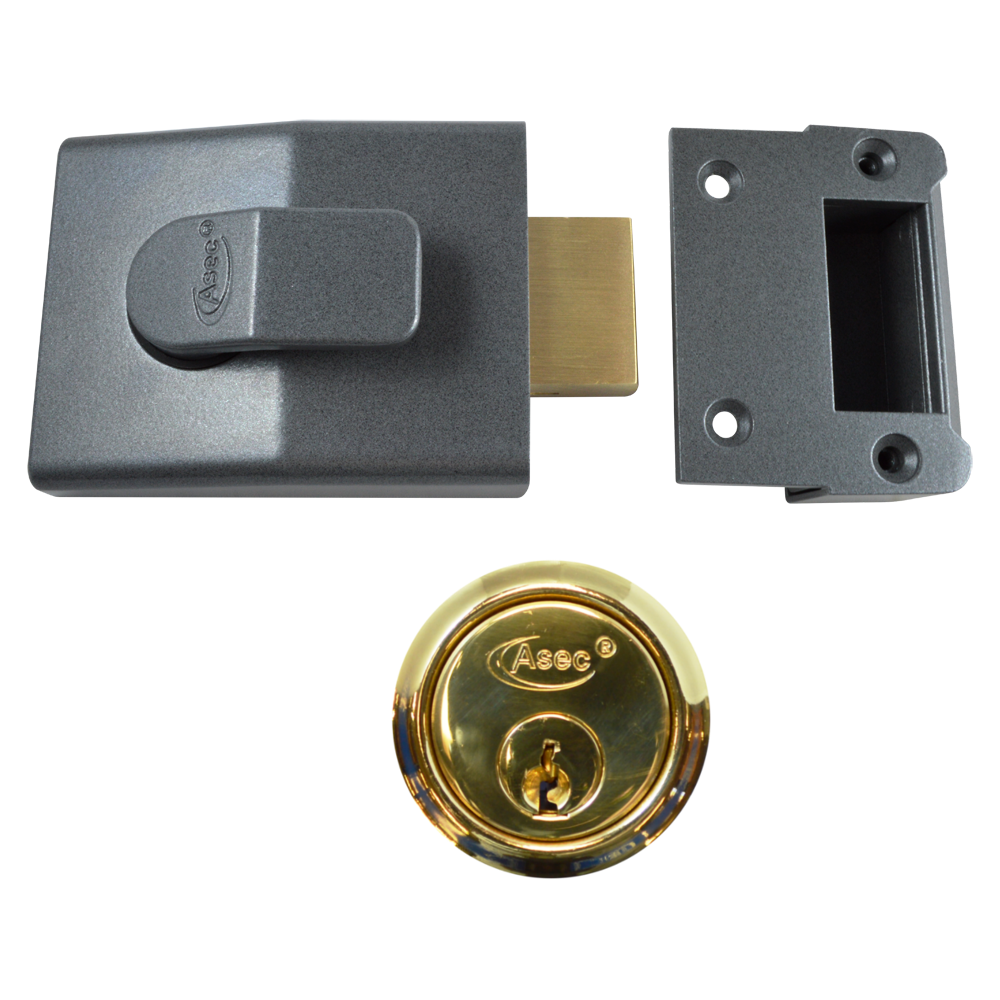 ASEC AS11 Deadbolt Nightlatch 60mm Case with Cylinder - Polished Brass