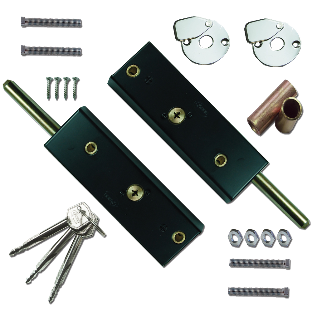 ASEC Garage Door Locking Kit 2KA Bolts - Black