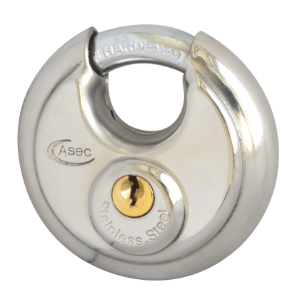 ASEC Discus Padlock Keyed To Differ - Chrome Plated