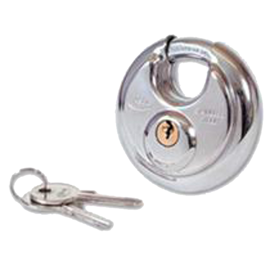 ASEC Discus Padlock Keyed Alike - Chrome Plated