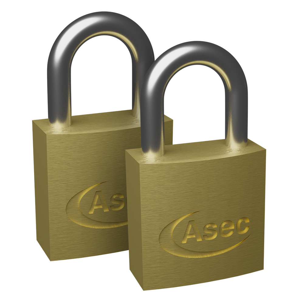 ASEC KA Open Shackle Brass Padlock 20mm Keyed Alike Pair Pro