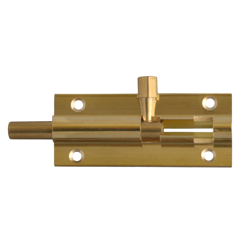 ASEC Brass 25mm Wide Straight Barrel Bolt 64mm Pro - Polished Brass