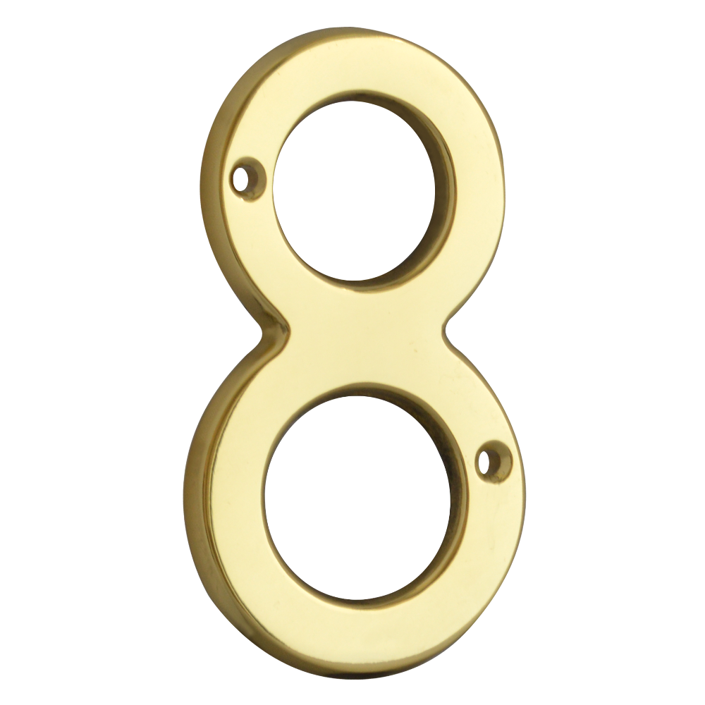 ASEC Metal Numerals 76mm 8 Pro - Polished Brass