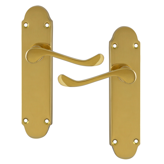 ASEC Oakley Plate Mounted Lever Furniture Lever Latch - Polished Brass