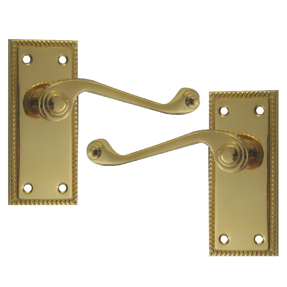 ASEC Georgian Plate Mounted Lever Furniture Lever Latch - Polished Brass