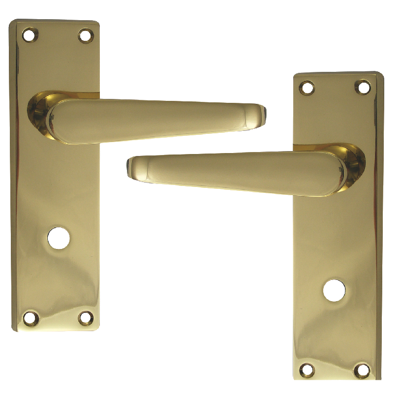 ASEC Victorian Plate Mounted Bathroom Lever Furniture Polished Brass