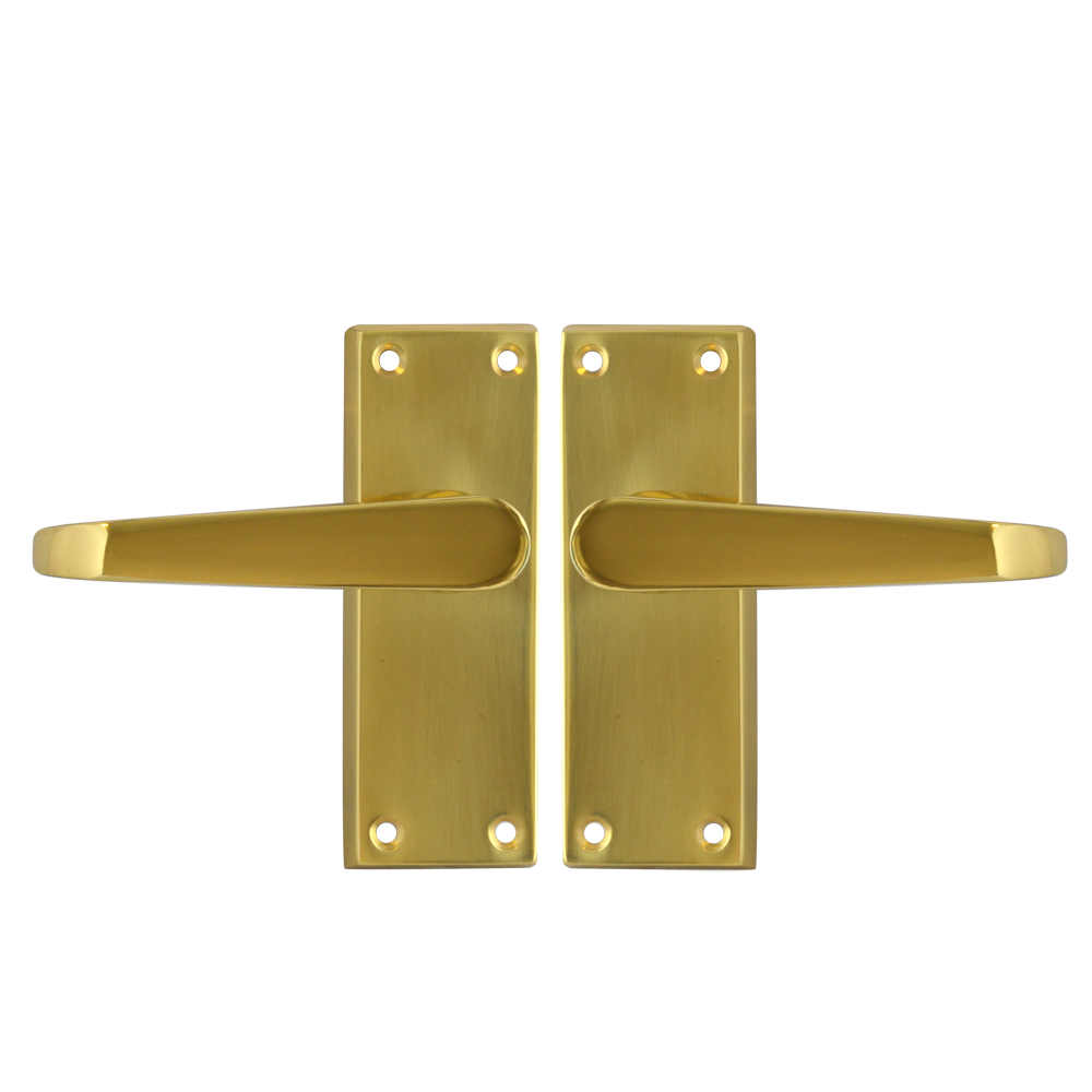 ASEC Victorian Plate Mounted Lever Furniture Lever Latch - Polished Brass